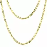 KRKC&CO Männer Halskette, 5mm Herren Edelstahl Panzerkette mit Diamantschliff, 14K Gold Vergoldet Cuban Link Chains Goldkette, Nickelfrei Halskette, Geschenke für Männer Jungen, [Länge 55,9cm]