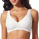 COLOMI Frauen Nahtloser BH V Kabellose BHS Gepolsterter Komfort BH Damen-BHS Ohne Bügel Damen Bralette (DE/NL/SE/PL, Alphanumerisch, XXL, Regular, Regular, White)