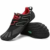 SAGUARO Barfußschuhe Damen Barfussschuhe Herren Outdoor Zehenschuhe Barefoot Shoes Mit Zero-Drop Solhe, Vitality IV - Barfußschuhe Schwarz Rot,Gr.39