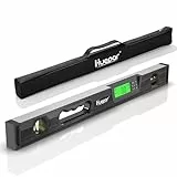 Huepar Digitale Wasserwaage und Winkelmesser 61 cm mit 2 hochgenauen Libellen und LCD-Display, Elektro Werkzeug aus Aluminiumlegierung, unterem Lineal, weichem Gummigriff-TL60