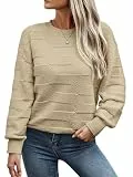 Toplop Pullover Damen Winter Strickpullover Casual Winterpullis Herbst Pulli Sweatshirt Rundhals Langarmshirt Khaki S