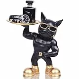 OKESYO Französische Bulldogge Skulptur Dekotablett Bulldogge Dekotablett Hundetablett Weihnachten Geschenk für Wohnzimmer Eingang Büro Schreibtischdekoration