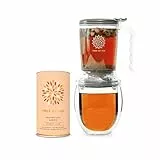 Tree of Tea Tea Maker Set mit Bio-Tee von mymuesli - Teekocher für losen Tee (450ml) mit Teeglas (400ml) & Peachy June Früchtetee (120g) - Geschenk Set mit Teefilter zum mehrfachen Aufbrühen von Tea