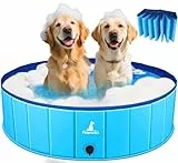 Pourbibi Hundepool Schwimmbad Für Hunde, Hundeplanschbecken Hundebad, Klappbares Haustier-Duschbecken Mit Umweltfreundlichem PVC rutschfest（80 X 20 cm）