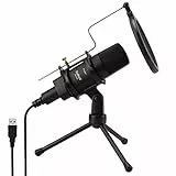 Daffodil MCP200 USB Mikrofon Kondensator Computer Mikrofon PC mit Popfilter, Schockbefestigung, Ständer, Popschutz für Streaming Podcasts Voice-Over Skype Twitch –Studio Mikrofon kompatibel mit PC Mac