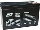 DSK 10324 - Versiegelte wiederaufladbare AGM-Bleibatterie 12V mit 7Ah. Ideal für Auto- und Elektromotorräder für Kinder, Motorroller, USV-Systeme, Sicherheits- und Kommunikationssysteme…