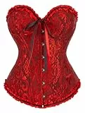 KUOSE Damen Vollbrust Corsage Bauchweg Korsage Top Übergrößen Schwarz-rot, EUR(34-36)M