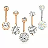 Crdifu 5er Bauchnabelpiercing Barbell Set 14 Gauge 10mm Stab Chirurgenstahl Zirkonia Piercing Bauch Schmuck