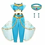 Foierp Jasmine Kostüm für Kinder mit Prinzessin Jasmine Dress Up Mädchen Fancy Kleider Weihnachten Halloween Cosplay Party Outfits
