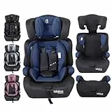 Fablekids Kinderautositz | 3-Punkt-Sicherheitsgurt | Autokindersitz ab 15 M. | Autositz für Kinder 76-150 cm | Kindersitz einstellbare Kopfstütze | ECE R129/03 | Verstellbar 44,5x41x68-75cm | Blau