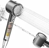 Cobbe Duschkopf mit Filter, Hochdruck Handbrause mit Filtration in 20 Schichten, 5 Strahlarten Duschbrause mit 1,5M Schlauch, Sparduschkopf Wassersparend für Hartes Wasser,Rest-Chlor,Bakterien(Grau)