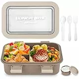 Huifoo Brotdose Set,1250ml Lunchbox mit Fächern Kinder,Erwachsene,Lunch Box Frühstücksdose,Frühstücksbox Vesperdose,Brotzeitbox Brotbox,Essensbox Jausenbox,Brotbüchse Vesperbox mit Besteck
