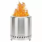 COOZOOM Tragbare Tisch-Feuerstelle mit Ständer, 21,8 cm, Edelstahl, Mini-Outdoor-Feuerstelle, raucharmes Brennen, mit Pellets oder Holz betrieben, für Outdoor-Camping