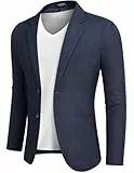 COOFANDY Blazer Herren Sportlich Sakko Männer Regular Fit Anzugjacke Casual Sportsakko mit 2 Knöpfe Dunkelblau L