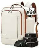 Lekespring Reiserucksack für Ryanair Handgepäck 40x30x20, Rucksack Handgepäck Flugzeug mit 6 Packwürfeln, leichter Flugrucksack für Kurztrips, Business & Arbeit, Beige