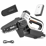 Litheli Mini Kettensäge mit Akku 10.000 mAh, 6 Zoll Akku Kettensäge 20V, Bürstenloser Motor, Handsäge Akku, Automatischer Öler, Sicherheitsverriegelung, Handkettensäge Akku für Holzschneidenz