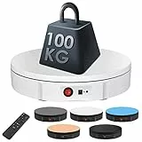 Drehteller Elektrisch, 30CM Drehscheibe Elektrisch mit 100KG Tragkraft, Fotografie Drehteller mit Einstellbarer Geschwindigkeit Fernbedienung, 5 Hintergrund für Produktanzeige Fotografie Video
