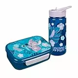 Scooli - Disney Stitch Kindergeschirr Geschenkset - Set bestehend aus Brotdose und Trinkflasche - ideal für die Schule oder Kindergarten – für Kinder ab 4 Jahren – aus Kunststoff – BPA frei