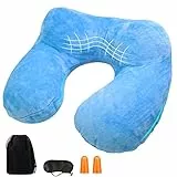 YOUXIU Nackenkissen aufblasbares Reisekissen kompakte Nackenhörnchen egornomische Kopfstütze mit samtweichem waschbarem Bezug für Beste Reiseutensilien zum Schlafen/Lesen/Camping