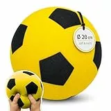 alldoro 63103 Schaumstoffball Gelb, Ø 20 cm, extra weicher Softball, Fußball für Kinder ab 0 Jahren, leise & leicht, Ball für Indoor & Outdoor