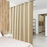 PONY DANCE Thermo Vorhänge gegen Hitze Gardine für Große Fenster Ösenschal 1er Set H 240 x B 254 cm Schiebevorhang für Wohnzimmer/Schlafzimmer Trennwand Raumteiler Vorhang Sichtschutz, Biscotti Beige