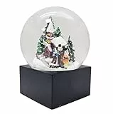 Minium Collection 20120 Schneekugel Weihnacht Stimmung Winterspaziergang auf Sockel schwarz, Durchmesser 100mm
