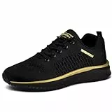 Littleplum Sneaker Laufschuhe Herren Damen Sportschuhe Straßenlaufschuhe Atmungsaktiv Leichte Joggingschuhe Fitness Turnschuhe,B Gold,41 EU