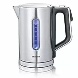 SEVERIN Digitaler Wasserkocher mit Fast-Boil-Power und individueller Temperaturauswahl, 1,7 l XXL-Füllvolumen, Edelstahl-gebürstet - Schwarz, 3000 W, WK 3418