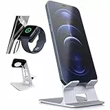 Orzly® - DuoStand Charge Station für Apple Watch & iPhone - Aluminium Aufladegestell (SILBER) fuer das IPhone und Apple Watch - Geeignet fuer iPhone Modelle: 5/5S/5C/6/6 PLUS & AppleWatch (42mm & 38mm) (original BASIC model / SPORT version / edition models