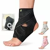 Bracoo Sprunggelenkbandage, Bandage Fußgelenk, Knöchelbandage Sprunggelenk, Fußbandage Rechts Links, Plantarfasziitis Bandage 1 Stück, für Knöchelverstauchung, Achillessehne, FS10, Schwarz, L/XL