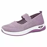 UK Clearance Damen-Sneaker, atmungsaktives Netzgewebe, Laufschuhe, Tennisschuhe, bequeme athletische Sneaker, orthopädische Schuhe für Damen, Frühling, Sommer, Z Purple, 37.5 EU