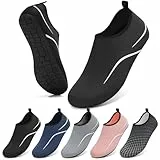 VOLHAL Wasserschuhe Herren Badeschuhe Damen Strandschuhe Schwimmschuhe Surfschuhe Aquaschuhe Breathable Schnelltrockend Schuhe Beach Pool Surfen Unisex(787 Linien in Schwarz 42 EU)