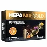 Hepafar Gold mit Mariendistel, Kurkuma, Glutathion, Artischocke, Löwenzahn, Cholin, Ingwer, Zink, Selen und Vitamin E – Nahrungsergänzungsmittel für die Leber, 30 Kapseln, von Sensilab
