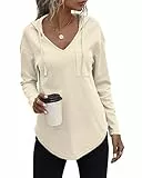Tanmolo Kapuzenpullover Damen Baumwolle Hoodie Pullover Sweatshirt Langarm Tops Casual Oberteile Creme, L