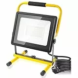 LED Baustrahler,100W 10000LM Arbeitsleuchte,6500K kaltweiß Baustellenlampe mit Stecker,IP66 Wasserdicht LED Strahler,3M Kabel Baulampe Flutlicht Arbeitsscheinwerfer für Werkstatt Baustelle Garage