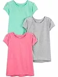 Simple Joys by Carter's Mädchen Short-Sleeve Shirts and Tops, Pack of 3 Hemd, Grau Meliert/Minzgrün/Rosa, 3 Jahre (3er Pack)