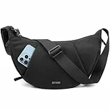 BITUOR Umhängetasche Damen & Herren Halbmond Style Halbrunde Schultertasche Anti-Diebstahl Handtasche Wasserabweisend für Reisen Arbeit Freizeit Schwarz