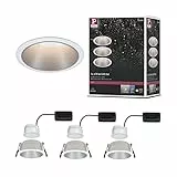 Paulmann 93410 LED Einbauleuchte Cole rund incl 3x6,5W dimmbar Einbaustrahler Weiß, Silber Einbaulampe Kunststoff, Alu Zink Deckenspot 2700K