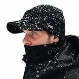 Comhats PolarWool™ Beanie Herren Winter-Set mit Wollgestrickter Schirmmütze und Fleece-Schal/Halswärmer für Herren und Damen - Warme gestrickte Schirmmütze Schwarz L