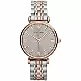 Emporio Armani Watch For Women, Quartz Movement and 31mm Case Size with Stainless steel, Leather or Silicone strap Set aus Grau und Roségoldtönen , 31MM