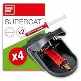 SWISSINNO Mausefalle PRO SuperCat - Tiergezielte Beseitigung - Effizient + Wiederverwendbar mit Erdnussbutter-Köder - Sofortiges Fangen + Töten - 4 Fallen + 2 Köderspritzen