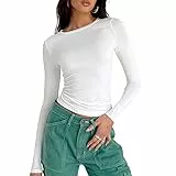 Damen Crop Tops Rundhals Slim Fit Top T-Shirt Lässige Streetwear(Weiss-3a,S)