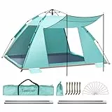 4-5 Person Instant Strandmuschel Automatisches Strandzelt, Extra großes tragbares belüftetes automatisches Sonnenschutz, UV Schutz 50+ Easy Setup Pop Up Zelt für Picknick, Strand