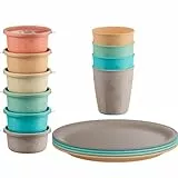 NIP 14 tlg. Geschirr-Set für Kleinkinder und Babys, aus Kunststoff BPA-frei, Made in Germany: 4 x Teller, 4 x Trinkbecher, 6 x SnackBox, spülmaschinen- und mikrowellengeeignet