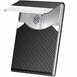 DMFLY Visitenkartenetui aus Metall, Kartenetui für Damen und Herren, professionelles Visitenkartenetui aus PU-Leder, Namenskartenetui mit Magnetverschluss (Schwarz Carbon)