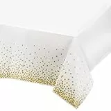 MOKANI 4 Stück Einweg Tischdecke, Tischdecke Bierzeltgarnitur, Kunststoff Wasserabweisend Tischdecke, Rechteckig Tischtuch Geeignet für Party, Geburtstag, Hochzeit, Weihnachten, 137 x 274 cm, Gold