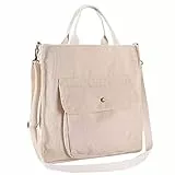Cord Tasche Damen,Cord Umhängetasche Schultertasche Damen Shopper Lässige Tote Stofftasche für täglichen Gebrauch in Uni,Büro,Schule,Reisen & Einkaufen