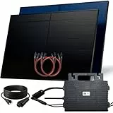 SUNNIVA® 1000W Balkonkraftwerk BIFAZIAL FULLBLACK komplett Steckdose ASTRO-E 800 Watt Wechselrichter, Solaranlage Komplettset, 2x 500W N-Type Glas Bifacial Solarmodule, 5m Kabel, 4x 1m Solarkabel