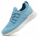 LANGFEUU Damen Sneaker Schuhe Sportschuhe Laufschuhe Tennisschuhe Outdoor Running Walkingschuhe Straßenlaufschuhe Rutschfest Atmungsaktiv Leichtgewichts Hellblau 39 EU