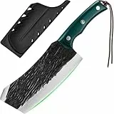 FULLHI Metzgermesser, Küchenmesser mit hohem Kohlenstoffstahl, Gemüsebeil, chinesisches Kochmesser, geschmiedetes Kochmesser für Outdoor Camping BBQ, Valentinstag Geschenke